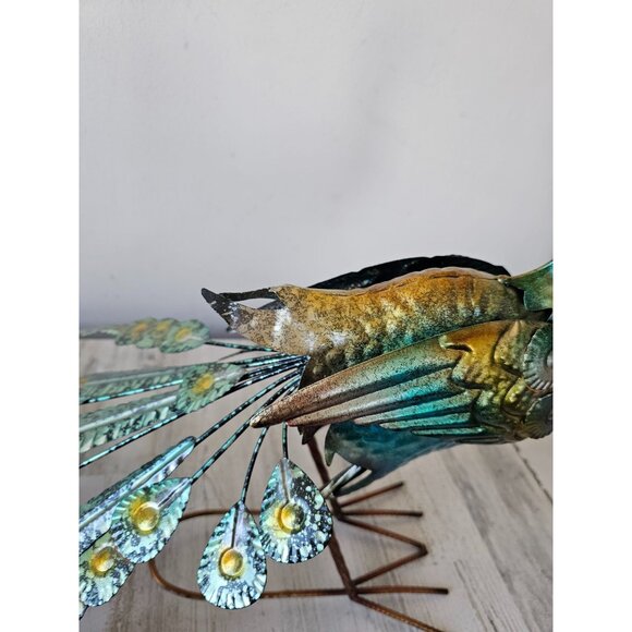 Metal peacock bird lawn decor large life size colorful blue unique large peacock - Picture 10 of 10